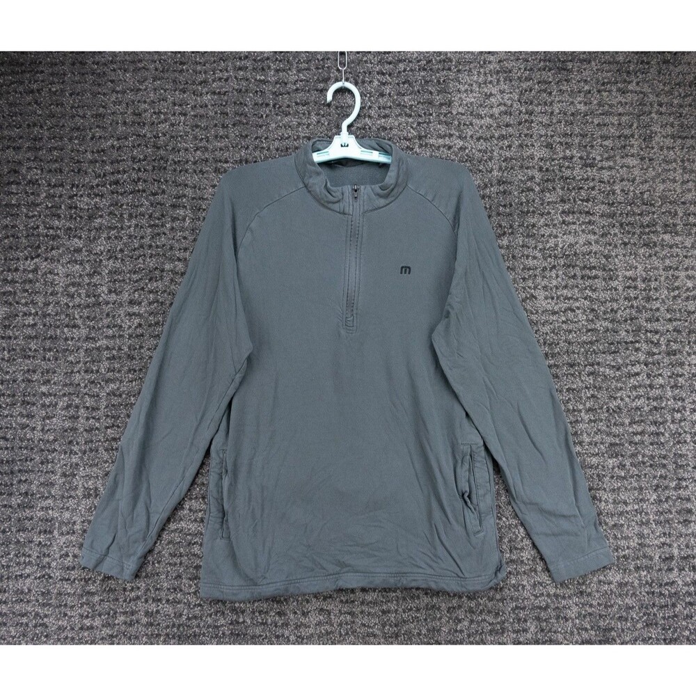 Travis Mathew Sweater Mens Small Gray 1/4 Zip Pullover Stretch Preppy Golf
